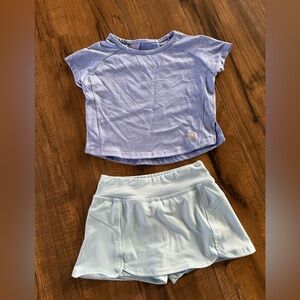 Toddler 2T Athletic Top and Light Blue Skirt Set